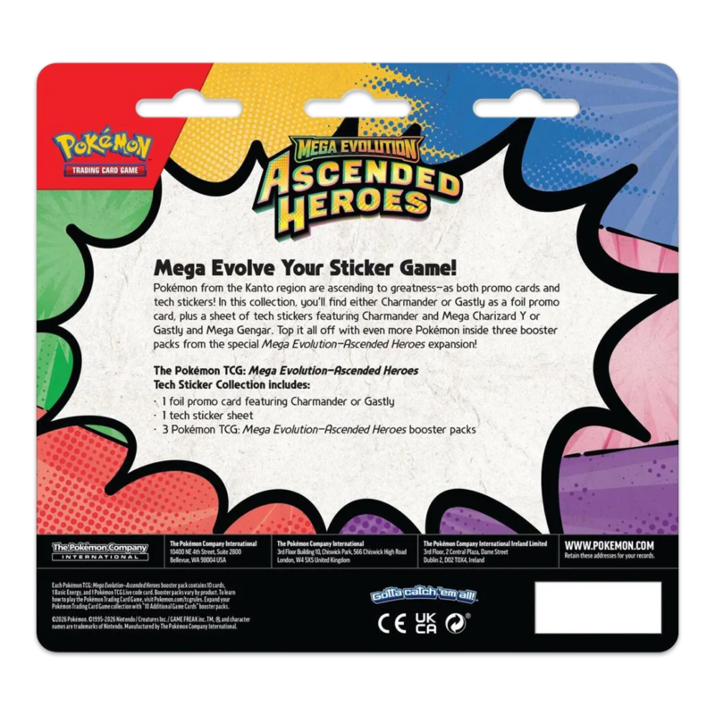 Pokemon - Mega Evolution: Ascended Heroes (Gastly) Tech Sticker Collection - Maney Cards