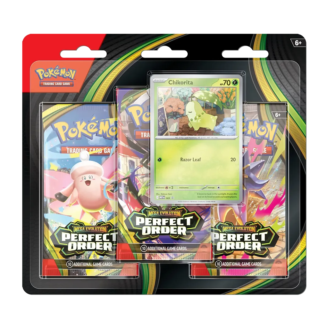 Mega Evolution: Perfect Order - 3-Pack Blister - Maney Cards