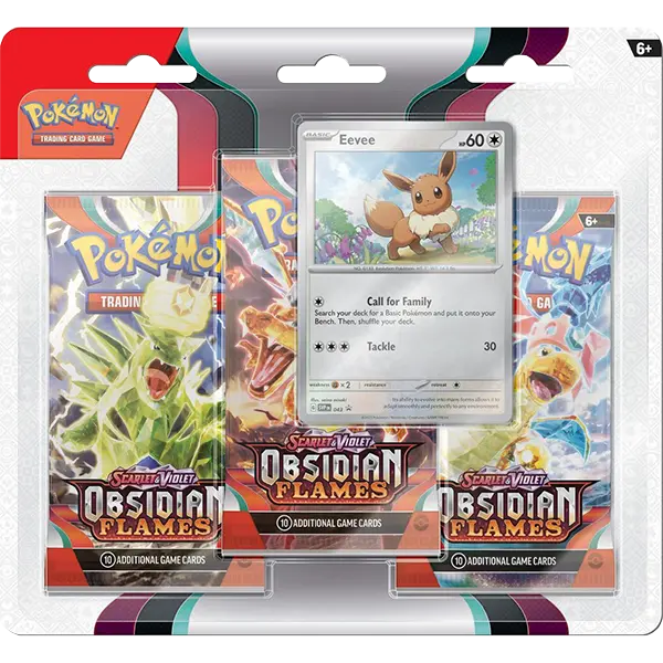 Scarlet and Violet: Obsidian Flames - 3 Pack Blister (Eevee) - Maney Cards