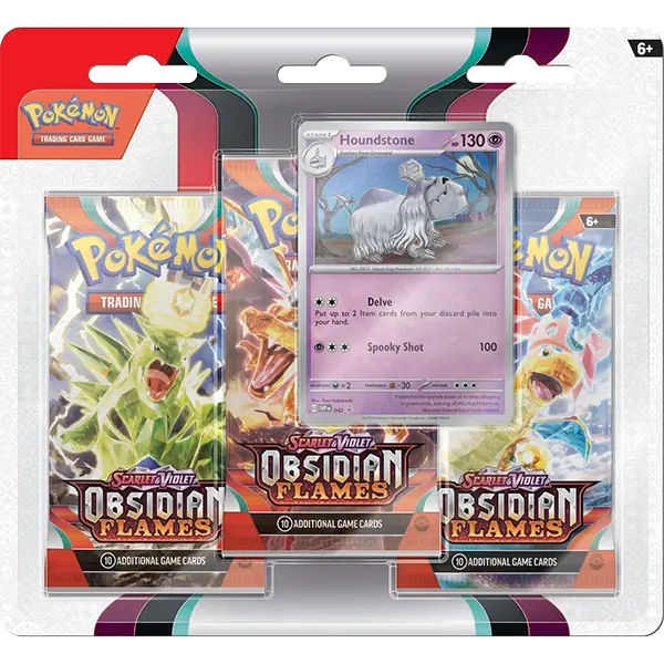 Scarlet and Violet: Obsidian Flames - 3 Pack Blister (Houndstone) - Maney Cards