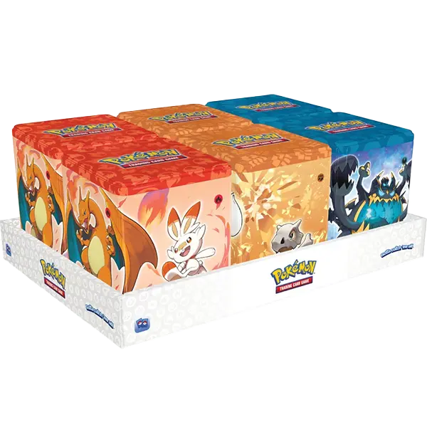 Pokemon Stacking Tins Display: Fighting-Fire-Darkness (Q4 2022) - Maney Cards