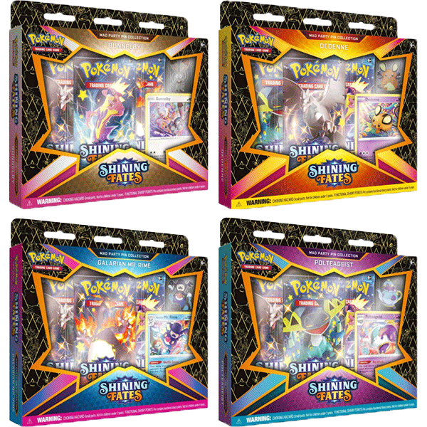 Shining Fates - Mad Party Pin Collection Display (8 Boxes) - Maney Cards