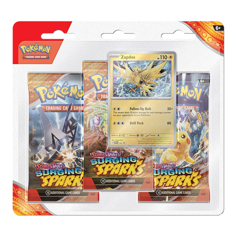 Scarlet & Violet: Surging Sparks - 3 Booster Blister [Zapdos] - Maney Cards