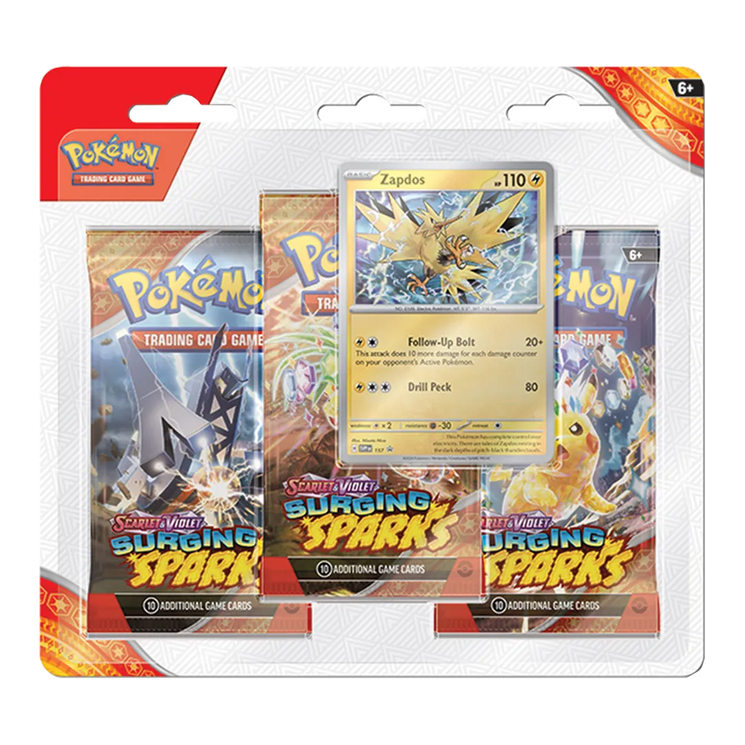 Scarlet & Violet: Surging Sparks - 3 Booster Blister [Zapdos] - Maney Cards