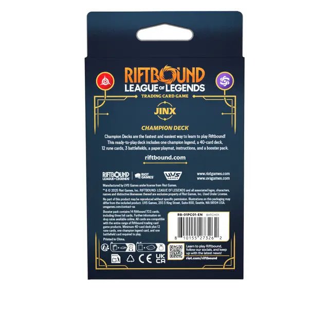 Riftbound: League of Legends TCG - Set One: Origins Champion Deck- Jinx - Maney Cards