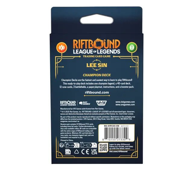 Riftbound: League of Legends TCG - Set One: Origins Champion Deck- Lee Sin - Maney Cards